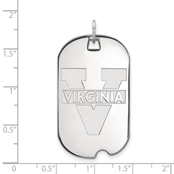 10k White Gold U. of Virginia Large 'V' Logo Dog Tag Pendant